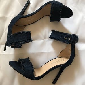 Brand New Denim Fringe Heels So Cute